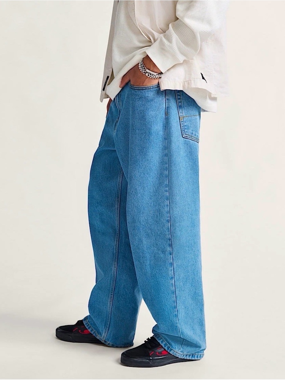 VANS Check-5 Baggy Fit Denim Men’s Wide Leg Jeans Skate Pants Sz 28